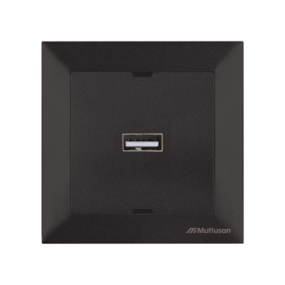 Розетка 1-ая USB (скрытая) черная, DARIA, MUTLUSAN