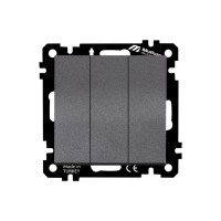 Выключатель 3-клав. (скрытый, без рамки, пруж. зажим) дымчатый, DARIA, MUTLUSAN