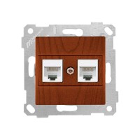 Розетка компьютерная 2xRJ45 (Cat5e, скрытая, без рамки) вишня, RITA, MUTLUSAN Розетка компьютерная 2xRJ45 (Cat5e, скрытая, без рамки) вишня, RITA, MUTLUSAN