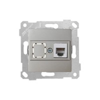 Розетка телефонная 1хRJ12 (скрытая, без рамки) титан, RITA, MUTLUSAN Розетка телефонная 1хRJ12 (скрытая, без рамки) титан, RITA, MUTLUSAN