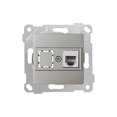 Розетка телефонная 1хRJ12 (скрытая, без рамки) титан, RITA, MUTLUSAN