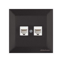 Розетка компьютерная 2xRJ45 (Cat6, скрытая) черная, DARIA, MUTLUSAN Розетка компьютерная 2xRJ45 (Cat6, скрытая) черная, DARIA, MUTLUSAN