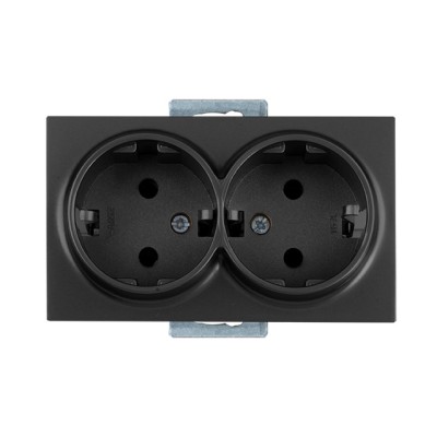 Розетка 2-ая (скрытая, с/з) дымчатая, DARIA, MUTLUSAN