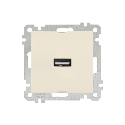 Розетка 1-ая USB (скрытая, без рамки) кремовая, DARIA, MUTLUSAN Розетка 1-ая USB (скрытая, без рамки) кремовая, DARIA, MUTLUSAN