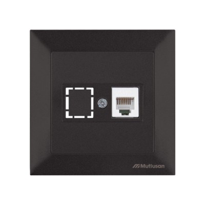 Розетка телефонная 1хRJ12 (скрытая) черная, DARIA, MUTLUSAN