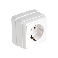 Розетка 1-ая (открытая, с/з) белая, BRON, MUTLUSAN Розетка 1-ая (открытая, с/з) белая, BRON, MUTLUSAN