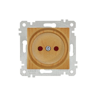 Розетка 1-ая (скрытая, без рамки, б/з, шторки) дуб, RITA, MUTLUSAN
