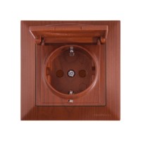 Розетка 1-ая (скрытая, с/з, шторки,с крышкой) вишня, DARIA, MUTLUSAN Розетка 1-ая (скрытая, с/з, шторки,с крышкой) вишня, DARIA, MUTLUSAN