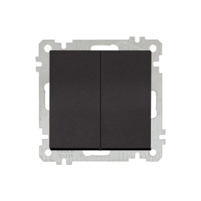 Выключатель 2-клав. (скрытый, без рамки, винт. зажим) черный, DARIA, MUTLUSAN
