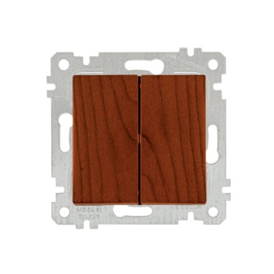 Выключатель 2-клав. (скрытый, без рамки, винт. зажим) вишня, RITA, MUTLUSAN