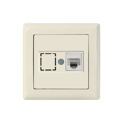 Розетка компьютерная 1xRJ45 (Cat6, скрытая) кремовая, DARIA, MUTLUSAN