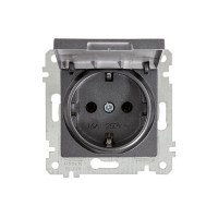 Розетка 1-ая (скрытая, без рамки, с/з, с крышкой) дымчатая, RITA, MUTLUSAN Розетка 1-ая (скрытая, без рамки, с/з, с крышкой) дымчатая, RITA, MUTLUSAN