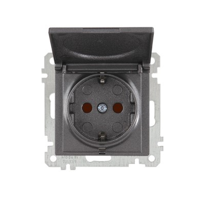 Розетка 1-ая (скр, б/рамки, с/з, шторки, с/крыш) дымч. CANDELA (DARIA), MUTLUSAN