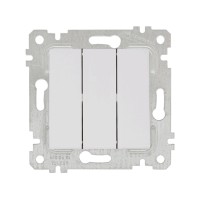 Выключатель 3-клав. (скрытый, без рамки, пруж. зажим) белый, RITA, MUTLUSAN
