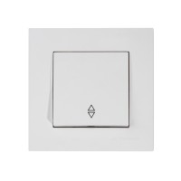 Выключатель проходной 1-клав. (скрытый, пруж. зажим) белый, RITA, MUTLUSAN