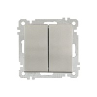 Выключатель 2-клав. (скр, б/рамки, пруж. заж) титан, CANDELA (DARIA), MUTLUSAN