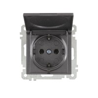 Розетка 1-ая (скрытая, с/з, с крышкой) дымчатая, ELITRA, MUTLUSAN Розетка 1-ая (скрытая, с/з, с крышкой) дымчатая, ELITRA, MUTLUSAN