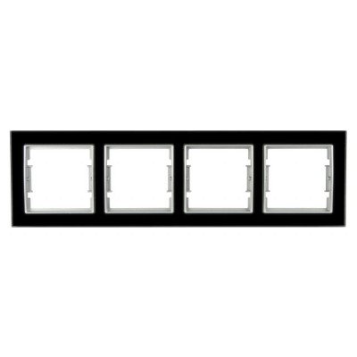 Рамка 4-ая горизонтальная черное стекло ELITRA, MUTLUSAN
