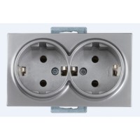 Розетка 2-ая (скрытая, с/з, керамика) серебро, DARIA, MUTLUSAN Розетка 2-ая (скрытая, с/з, керамика) серебро, DARIA, MUTLUSAN