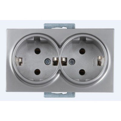 Розетка 2-ая (скрытая, с/з, керамика) серебро, DARIA, MUTLUSAN