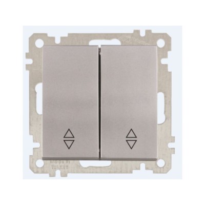 Выключатель проходной 2-клав. (скрытый, без рамки, пруж. зажим) серебро, DARIA, MUTLUSAN