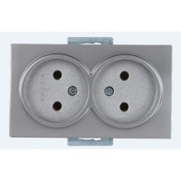 Розетка 2-ая (скрытая, б/з) серебро, DARIA, MUTLUSAN