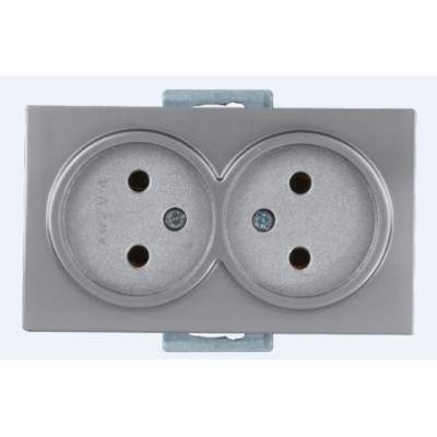 Розетка 2-ая (скрытая, б/з) серебро, DARIA, MUTLUSAN