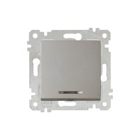 Выключатель 1-клав. (с подсветкой, скрытый, без рамки, винт. зажим) титан, RITA, MUTLUSAN