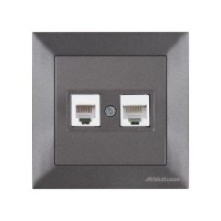 Розетка телефонная + компьютерная (RJ12+Cat5e, скрытая) дымчатая, DARIA, MUTLUSAN Розетка телефонная + компьютерная (RJ12+Cat5e, скрытая) дымчатая, DARIA, MUTLUSAN