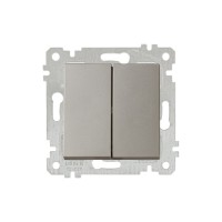Выключатель 2-клав. (скрытый, без рамки, винт. зажим) титан, RITA, MUTLUSAN