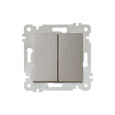 Выключатель 2-клав. (скрытый, без рамки, винт. зажим) титан, RITA, MUTLUSAN