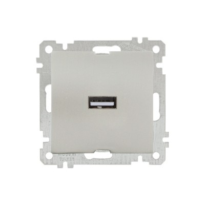 Розетка 1-ая USB (скрытая, без рамки) титан, DARIA, MUTLUSAN