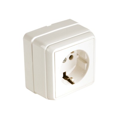 Розетка 1-ая (открытая, с/з) кремовая, BRON, MUTLUSAN