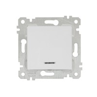 Выключатель 1-клав. (с подсветкой, скрытый, без рамки, винт. зажим) белый, RITA, MUTLUSAN