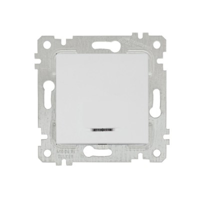 Выключатель 1-клав. (с подсветкой, скрытый, без рамки, винт. зажим) белый, RITA, MUTLUSAN