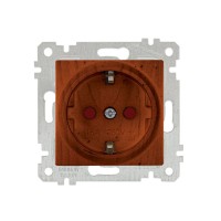 Розетка 1-ая (скрытая, без рамки, с/з, шторки) вишня, RITA, MUTLUSAN