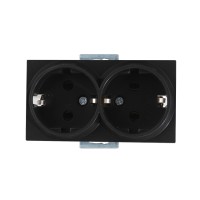 Розетка 2-ая (скрытая, с/з, керамика) черная, RITA, MUTLUSAN Розетка 2-ая (скрытая, с/з, керамика) черная, RITA, MUTLUSAN