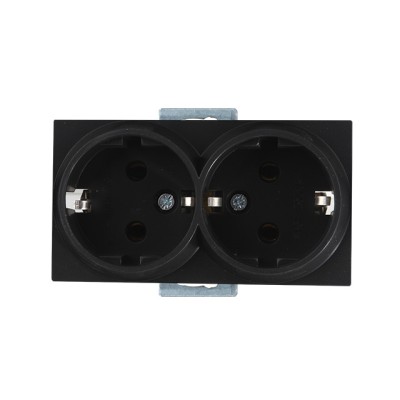 Розетка 2-ая (скрытая, с/з, керамика) черная, RITA, MUTLUSAN