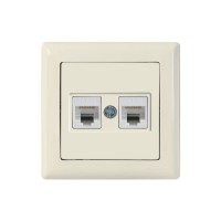 Розетка компьютерная 2xRJ45 (Cat6, скрытая) кремовая, DARIA, MUTLUSAN