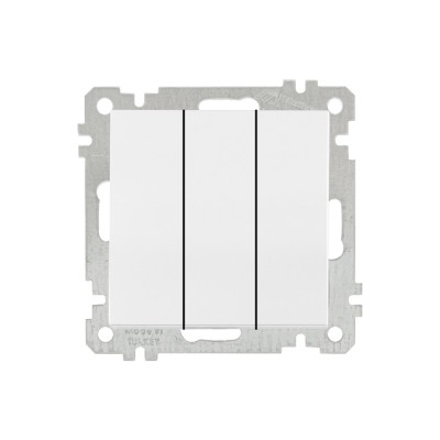 Выключатель 3-клав. (скрытый, без рамки, винт. зажим) белый, DARIA, MUTLUSAN