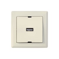 Розетка 1-ая USB (скрытая, горизонт.) кремовая, DARIA, MUTLUSAN