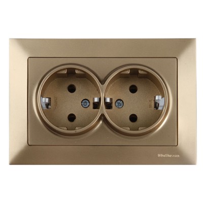 Розетка 2-ая (скрытая, с/з) золото, DARIA, MUTLUSAN