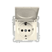 Розетка 1-ая (скрытая, без рамки, с/з, с крышкой) кремовая, DARIA, MUTLUSAN Розетка 1-ая (скрытая, без рамки, с/з, с крышкой) кремовая, DARIA, MUTLUSAN