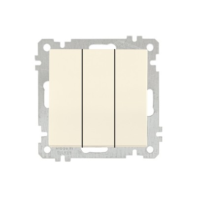 Выключатель 3-клав. (скрытый, без рамки, винт. зажим) кремовы, DARIA, MUTLUSAN