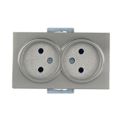 Розетка 2-ая (скрытая, б/з) титан, DARIA, MUTLUSAN