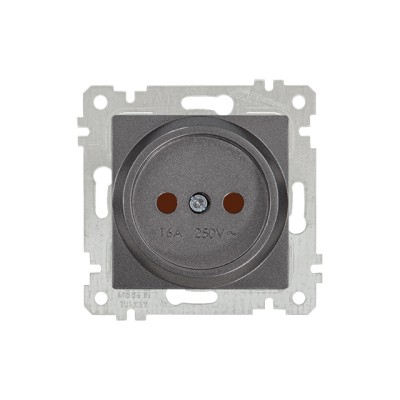 Розетка 1-ая (скрытая, без рамки, б/з, шторки) дымчатая, RITA, MUTLUSAN