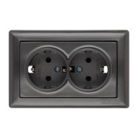 Розетка 2-ая (скрытая,с/з, керамика) дымчатая, DARIA, MUTLUSAN