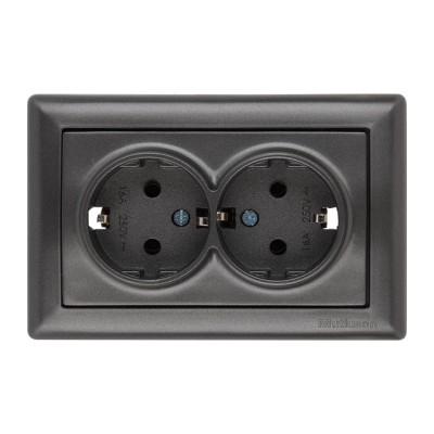 Розетка 2-ая (скрытая,с/з, керамика) дымчатая, DARIA, MUTLUSAN