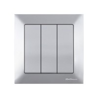 Выключатель 3-клав. (скрытый, пруж. зажим) серебро, DARIA, MUTLUSAN