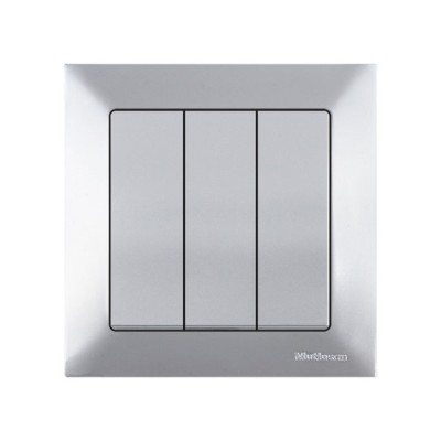 Выключатель 3-клав. (скрытый, пруж. зажим) серебро, DARIA, MUTLUSAN